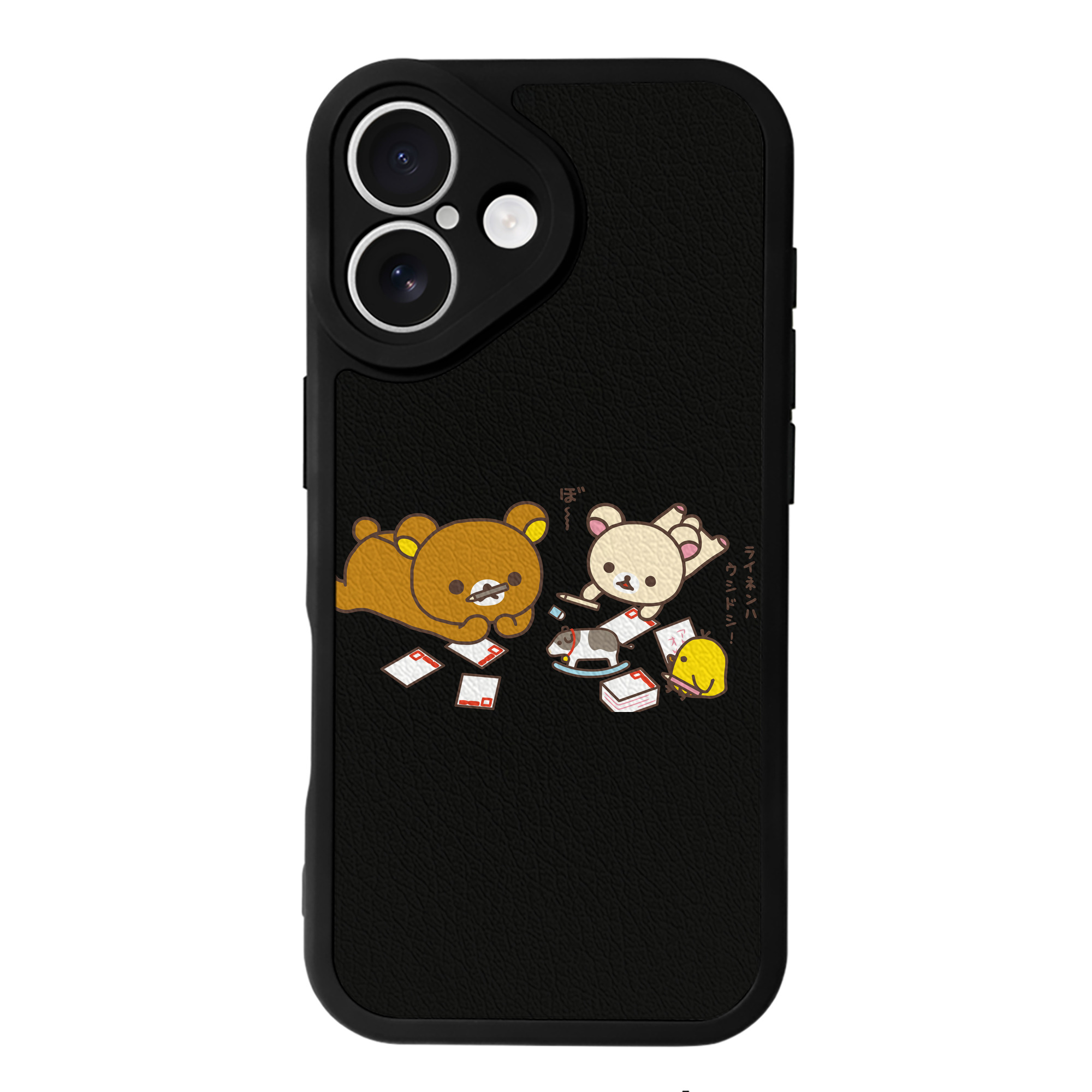 （画像用） リラックマ リラックマ キイロイトリ Rilakkuma Korilakkuma Kiiroitori 【iPhone 16シリーズ対応】シリコンスマホケース（レザー調） 材質：シリコン